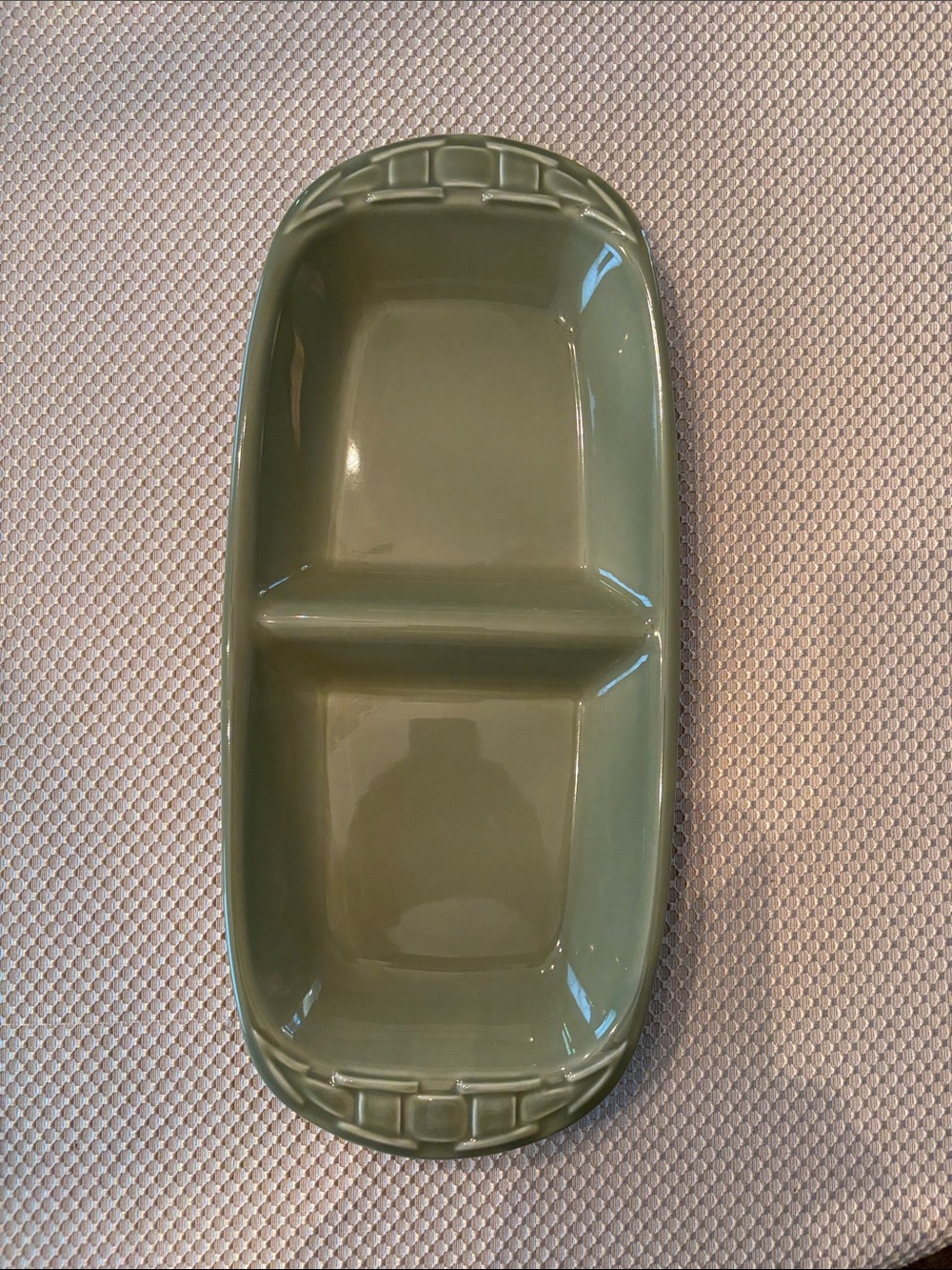 Longaberger Sage Pottery Divided Dish